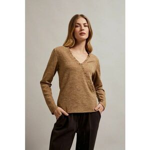 Bluza bej cu decolteu in forma de V - Bej imagine