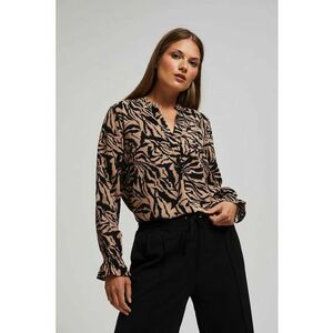 Camasa cu model si decolteu in V - bej inchis - Bej imagine