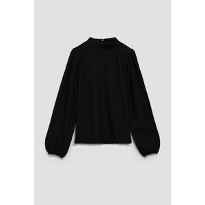 Bluza neagra cu guler inalt si maneci bufante - Negru imagine
