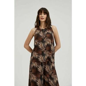 Camasa neagra cu imprimeu tropical si decolteu legat - Negru imagine