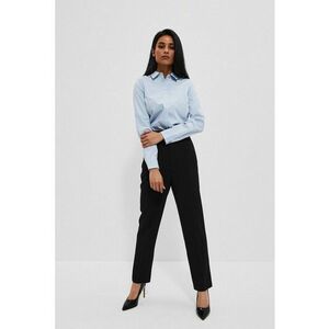 Pantaloni negri plisati din material neted - Negru imagine