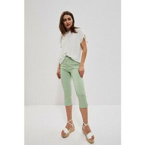 Pantaloni cropped din lyocell patinat - Verde imagine