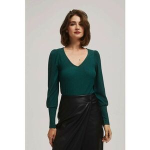Bluza verde smarald cu decolteu in V - Verde inchis imagine