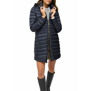 Geaca lunga matlasata cu gluga - Bleumarin imagine