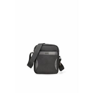Geanta crossbody cu model uni si insertii din piele ecologica - Negru imagine