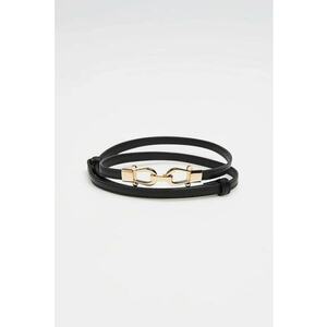 Centura subtire neagra cu catarama aurie imagine