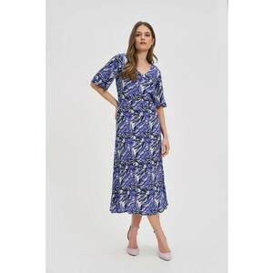 Rochie midi din viscoza albastra inchisa - BLUE imagine