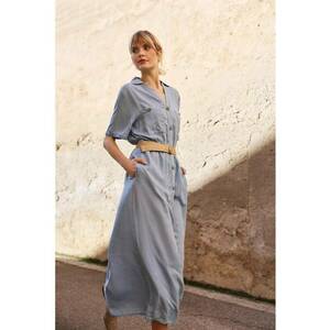 Rochie din lyocell cu curea albastra - BLUE imagine