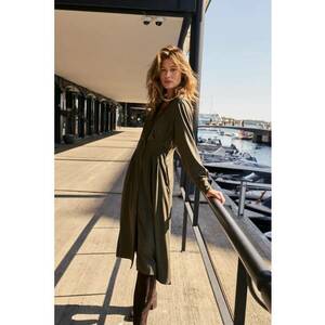 Rochie midi din vascoza olive - Verde imagine