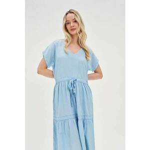 Rochie midi din lyocell albastra - BLUE imagine