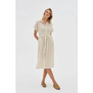 Rochie bej din bumbac si in - Bej imagine