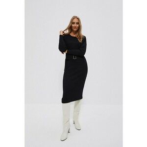 Rochie neagra cu dungi si curea - Negru imagine