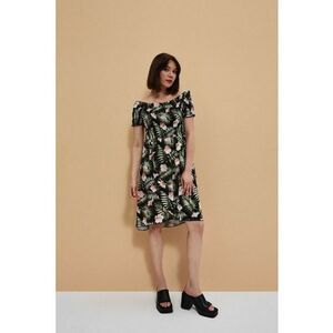 Rochie cu Motif Floral - Negru imagine
