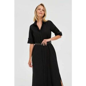 Rochie midi neagra tip camasa - Negru imagine