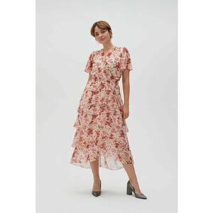 Rochie roz cu flori din vascoza - Alb imagine