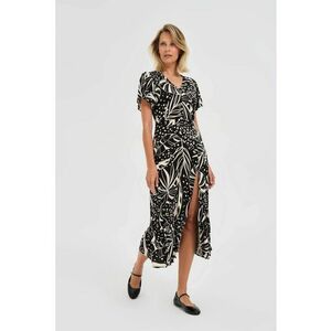 Rochie din viscoza cu model negru - Negru imagine