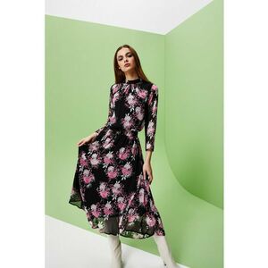 Rochie din chiffon cu imprimeu - Negru imagine