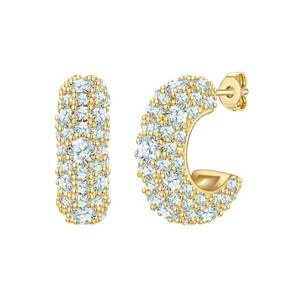 Cercei placati cu aur de 14K si decorati cu zirconia - Auriu imagine