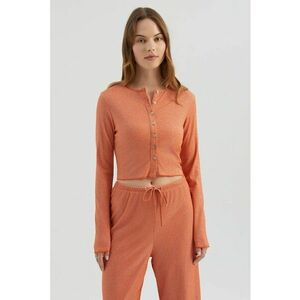 Bluza dama - cu maneca lunga - nervuri - portocalie - jerseu imagine