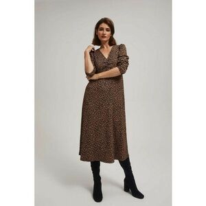 Rochie midi cu imprimeu leopard maro - Maro imagine