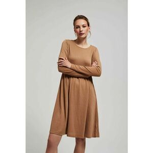 Rochie cu maneci lungi si fusta evazata in bej inchis - Gri imagine