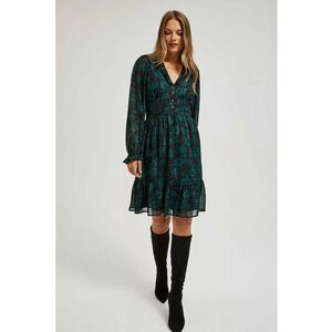 Rochie din chiffon cu model floral - Verde inchis imagine