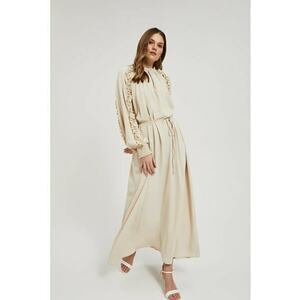 Rochie maxi bej cu volane - Bej imagine