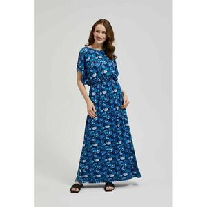 Rochie maxi cu model tropical albastra - Bleumarin imagine