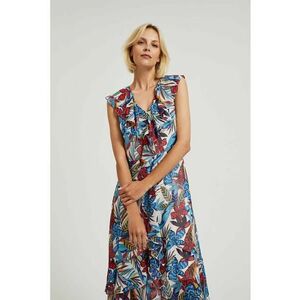 Rochie midi rosie cu flori - Rosu imagine
