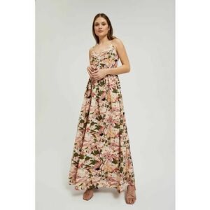Rochia maxi roz cu model floral pe bretele - Roz imagine