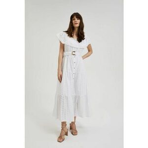 Rochie Midi Alba cu Curea - Alb imagine
