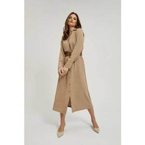 Rochie midi cu curea lata bej - Bej imagine