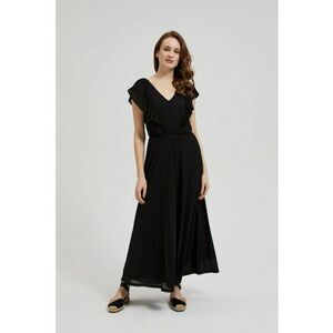 Rochie Maxi Neagra cu Volane - Negru imagine