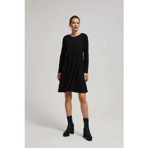 Rochie Neagra cu Maneci Lungi si Fusta Evazata - Negru imagine