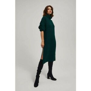 Rochie tricotata cu guler - smarald - Verde inchis imagine