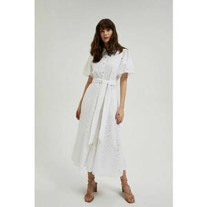 Rochie dantelata cu legatura in talie - Alb - Alb imagine