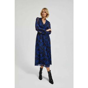 Rochie albastra cu imprimeu floral si curea - BLUE imagine