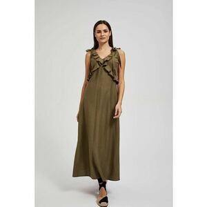 Rochie din Vascoza cu Volane Verdeoliv - Verde imagine