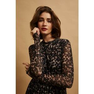 Rochie midi beja cu imprimeu animal - Bej imagine