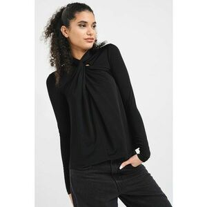 Bluza cu model uni si detaliu rasucit - Negru imagine