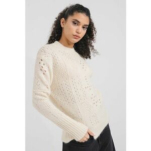 Pulover regular-fit cu decolteu la baza gatului - Alb optic imagine