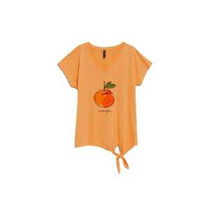 Bluza dama cu decolteu - Model cu imprimeu portocala - Bumbac - Portocaliu - Portocaliu imagine