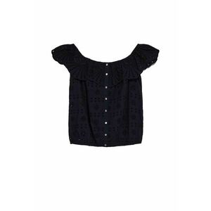 Bluza dama in stil boho cu decolteu spaniol - Bumbac - Negru - Negru imagine