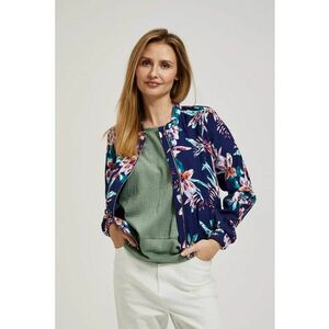 Jacheta bomber cu print floral albastru marin - Bleumarin imagine