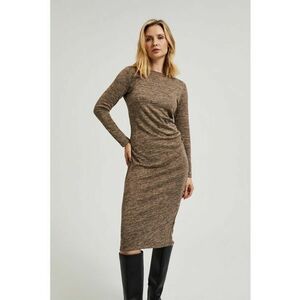 Rochie midi cu plisuri maronie - Maro imagine