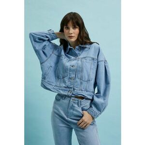Jacheta scurta din denim albastra - Albastru imagine