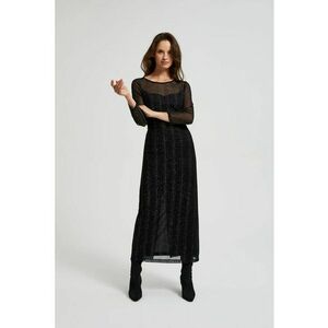 Rochie maxi neagra cu fir metalizat - Negru imagine