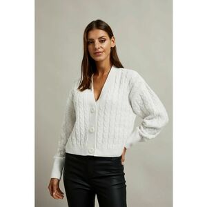 Cardigan scurt cu nasturi alb - Alb imagine