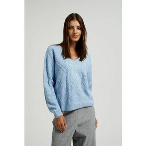 Pulover bleu cu decolteu in V - BLUE imagine
