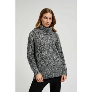 Pulover negru cu guler gros - Negru gri imagine
